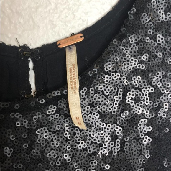 Free People Womens Medium Black Sequin Mini Dress Concert Party Special Event - Picture 2 of 4